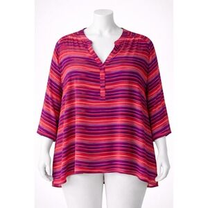 Liz Claiborne Woman 3X NWT Purple Stripe Sheer Tunic & Cami 2-Piece Set Plus